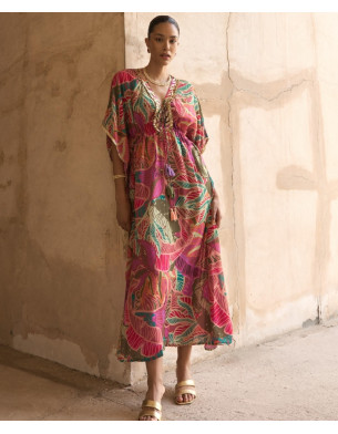 Floral embroidery kaftan